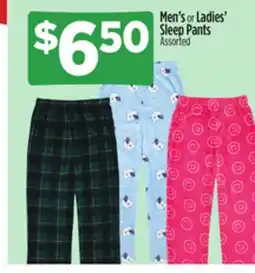 Dollar General Men's or Ladies' Sleep Pants offer