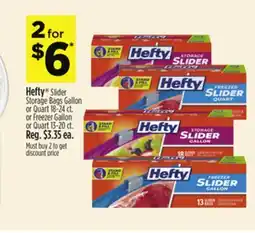 Dollar General Hefty Slider Storage Bags Gallon or Quart 18-24 ct. or Freezer Gallon or Quart 13-20 ct offer