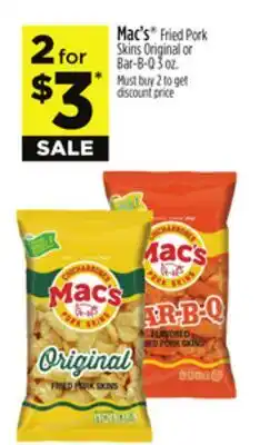 Dollar General Mac's Fried Pork Skins Original or Bar-B-Q 3 oz offer