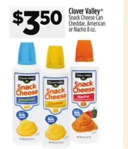 Dollar General Clover Valley Snack Cheese Can Cheddar, American or Nacho offer