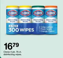 Target Clorox 4-pk. 75-ct. disinfecting wipes offer