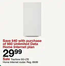 Target Tracfone 5G-LTE Home Internet router offer