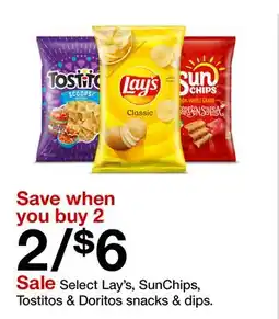 Target Select Lay's, SunChips, Tostitos & Doritos snacks & dips offer