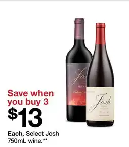Target Select Josh 750mL wine offer
