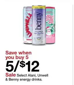 Target Select Alani, Unwell & Benny energy drinks offer