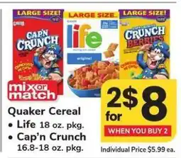Safeway Quaker Cereal offer