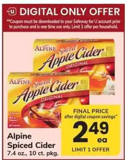 Safeway Alpine Spiced Cider offer