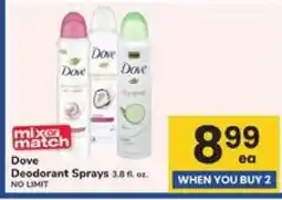 Safeway Dove Deodorant Sprays offer