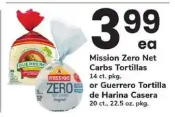 Safeway Mission Zero Net Carbs Tortillas or Guerrero Tortilla de Harina Casera offer