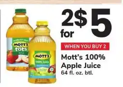 Safeway Mott's 100% Apple Juice offer