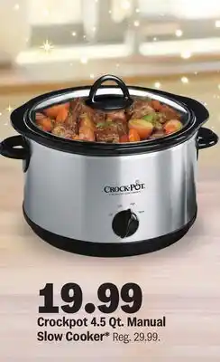 Meijer Crockpot 4.5 Qt. Manual Slow Cooker offer
