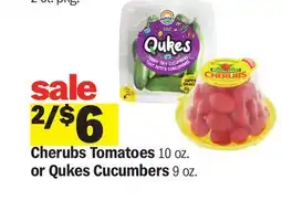 Meijer Cherubs Tomatoes 10 oz. or Qukes Cucumbers 9 oz offer