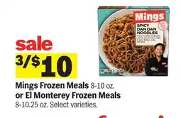 Meijer Mings Frozen Meals 8-10 oz. or El Monterey Frozen Meals 8-10.25 oz offer