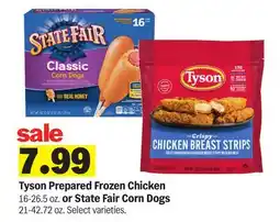 Meijer Tyson Prepared Frozen Chicken 16-26.5 oz. or State Fair Corn Dogs 21-42.72 oz offer