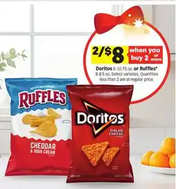 Meijer Doritos 6-10.75 oz. or Ruffles 8-8.5 oz offer