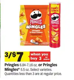 Meijer Pringles 6.84-7.16 oz. or Pringles Mingles 5.5 oz offer