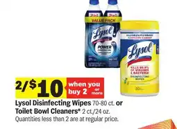 Meijer Lysol Disinfecting Wipes 70-80 ct. or Toilet Bowl Cleaners 2 ct./24 oz offer