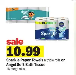 Meijer Sparkle Paper Towels 6 triple rolls or Angel Soft Bath Tissue 16 mega rolls offer
