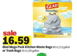 Meijer Glad Mega Pack Kitchen Waste Bags 80 ct./13 gallon or Trash Bags 50 ct./30 gallon offer