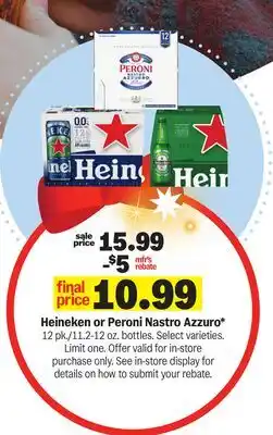 Meijer Heineken or Peroni Nastro Azzuro offer