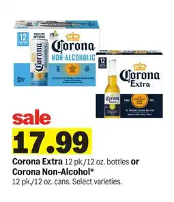 Meijer Corona Extra 12 pk./12 oz. bottles or Corona Non-Alcohol* 12 pk./12 oz. cans offer