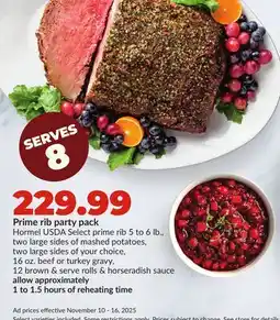 Hy-Vee Prime rib party pack offer