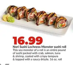 Hy-Vee Nori Sushi Lochness Monster sushi roll offer