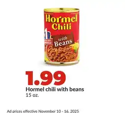 Hy-Vee Hormel chili with beans offer
