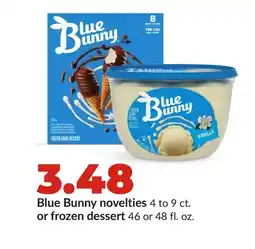 Hy-Vee Blue Bunny novelties 4 to 9 ct. or frozen dessert offer