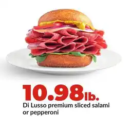Hy-Vee Di Lusso premium sliced salami or pepperoni offer