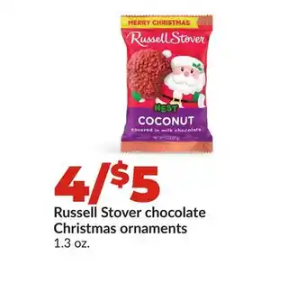 Hy-Vee Russell Stover chocolate Christmas ornaments offer