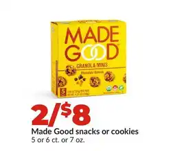 Hy-Vee Made Good snacks or cookies offer