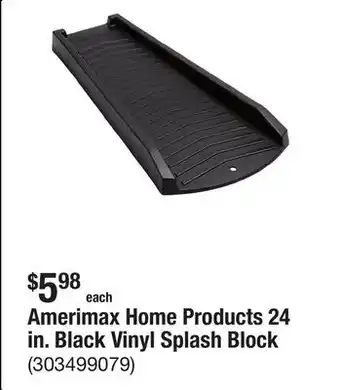 The Home Depot Amerimax Home Products 24 in. Black Vinyl Splash Block offer