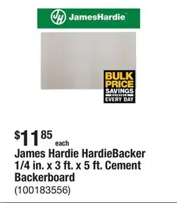 The Home Depot James Hardie HardieBacker 1/4 in. x 3 ft. x 5 ft. Cement Backerboard offer