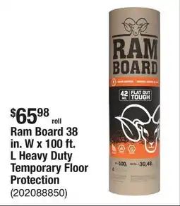 The Home Depot Ram Board 38 in. W x 100 ft. L Heavy Duty Temporary Floor Protection offer