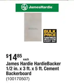 The Home Depot James Hardie HardieBacker 1/2 in. x 3 ft. x 5 ft. Cement Backerboard offer