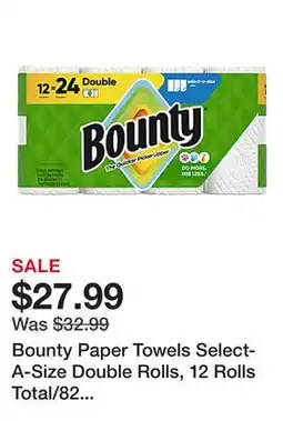 Office Depot Bounty Paper Towels Select-A-Size Double Rolls, 12 Rolls Total/82 Sheets Per Roll, White offer