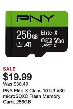 Office Depot PNY Elite-X Class 10 U3 V30 microSDXC Flash Memory Card, 256GB offer