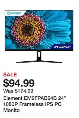 Office Depot Element EM2FPAB24B 24 1080P Frameless IPS PC Monito offer