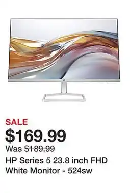 Office Depot HP Series 5 23.8 inch FHD White Monitor - 524sw offer