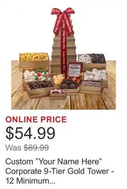 Costco Custom Your Name Here Corporate 9-Tier Gold Tower - 12 Minimum Quantity offer
