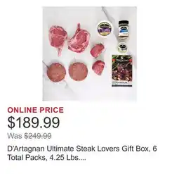 Costco D'Artagnan Ultimate Steak Lovers Gift Box, 6 Total Packs, 4.25 Lbs. Total offer