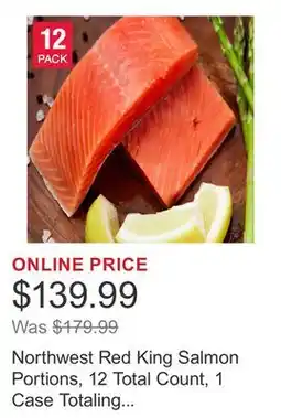 Costco Northwest Red King Salmon Portions, 12 Total Count, 1 Case Totaling 6 Lbs offer