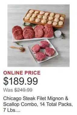 Costco Chicago Steak Filet Mignon & Scallop Combo, 14 Total Packs, 7 Lbs. Total offer