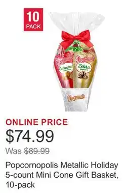 Costco Popcornopolis Metallic Holiday 5-count Mini Cone Gift Basket, 10-pack offer