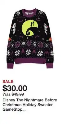 Game Stop Disney The Nightmare Before Christmas Holiday Sweater GameStop Exclusive offer