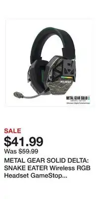 Game Stop METAL GEAR SOLID DELTA: SNAKE EATER Wireless RGB Headset GameStop Exclusive offer