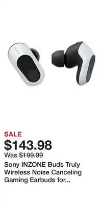 Game Stop Sony INZONE Buds Truly Wireless Noise Canceling Gaming Earbuds for PlayStation 5 and PC - White offer