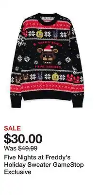 Game Stop Five Nights at Freddy's Holiday Sweater GameStop Exclusive offer