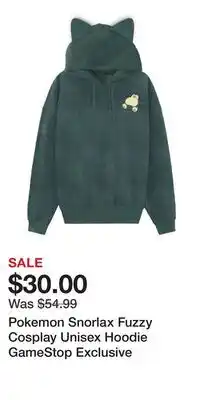 Game Stop Pokemon Snorlax Fuzzy Cosplay Unisex Hoodie GameStop Exclusive offer